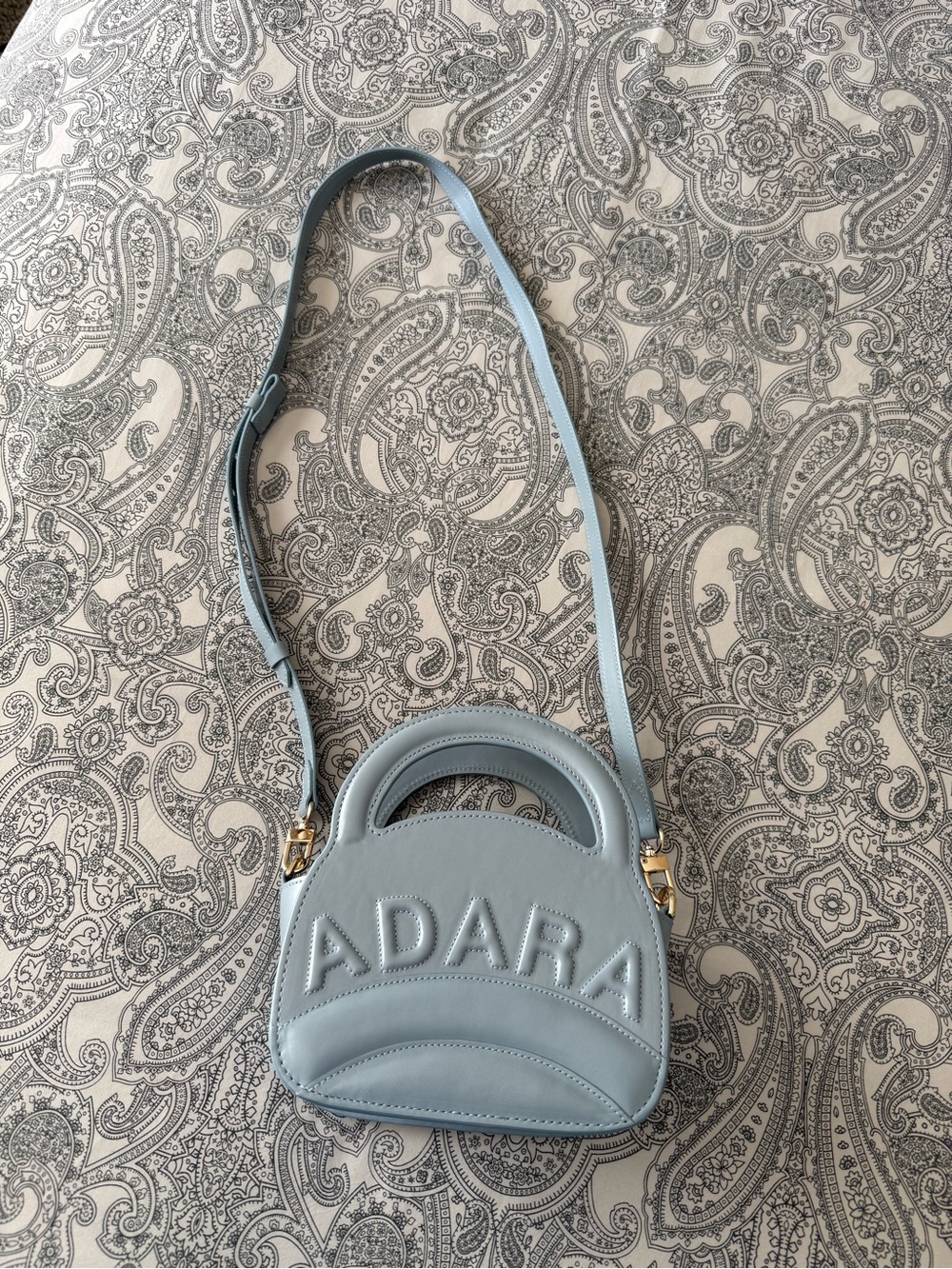 Genuine Leather Taco Bag in Slate Blue
